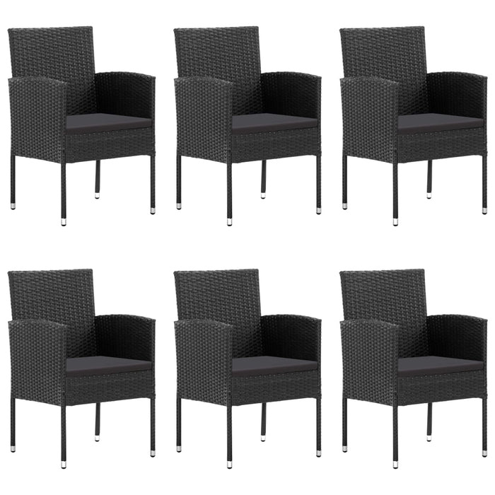 Set mobilier de grădină, 7 piese, negru, poliratan WALTI