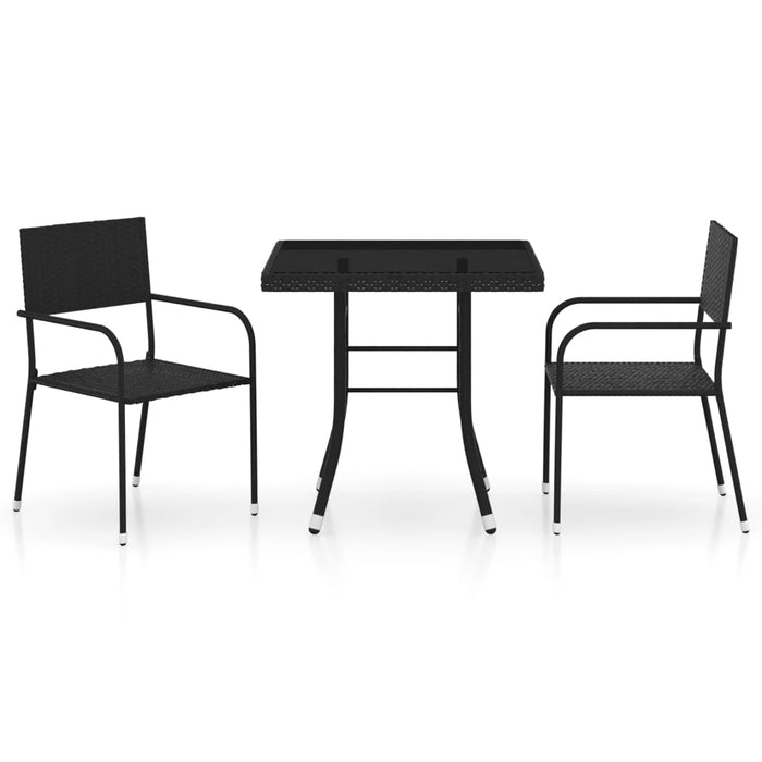 Set mobilier de grădină, 3 piese, negru, poliratan WALTI