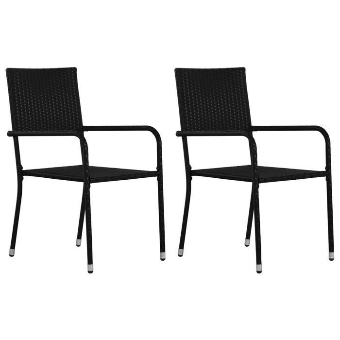 Set mobilier de grădină, 3 piese, negru, poliratan WALTI