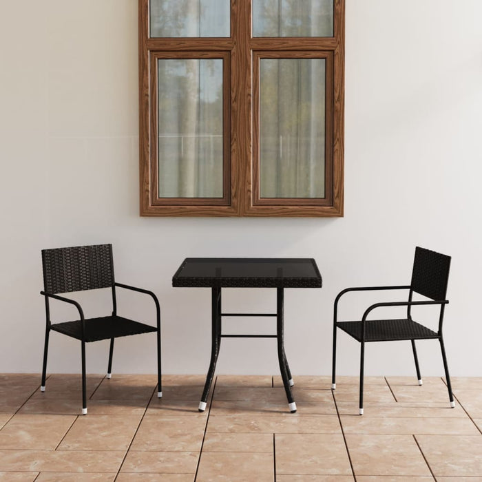 Set mobilier de grădină, 3 piese, negru, poliratan WALTI