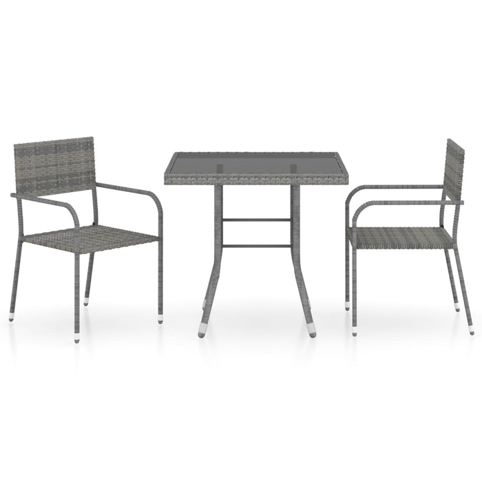 Set mobilier de grădină, gri, 3 piese, antracit, poli ratan - WALTI WALTI