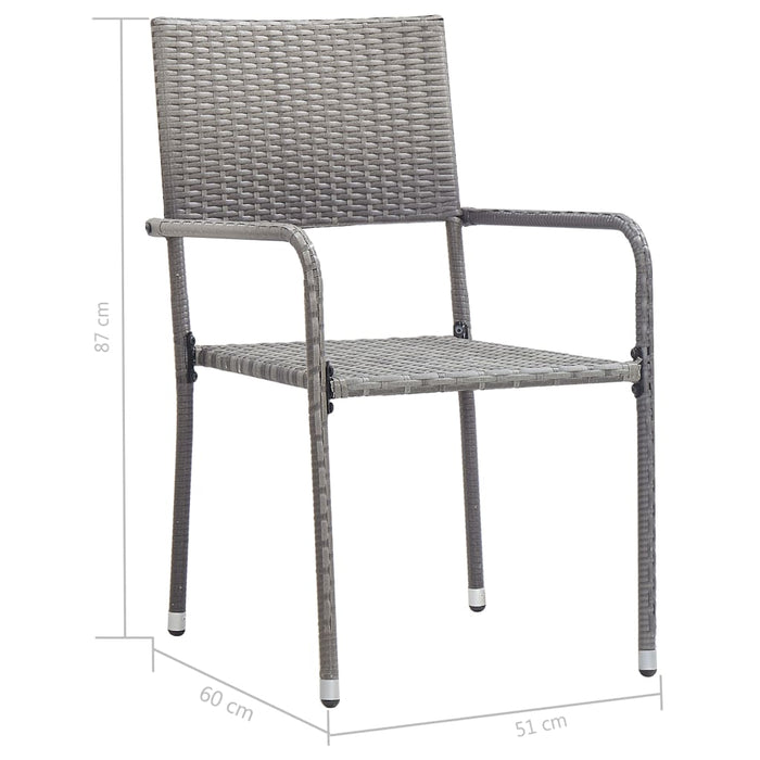 Set mobilier de grădină, gri, 3 piese, antracit, poli ratan - WALTI WALTI