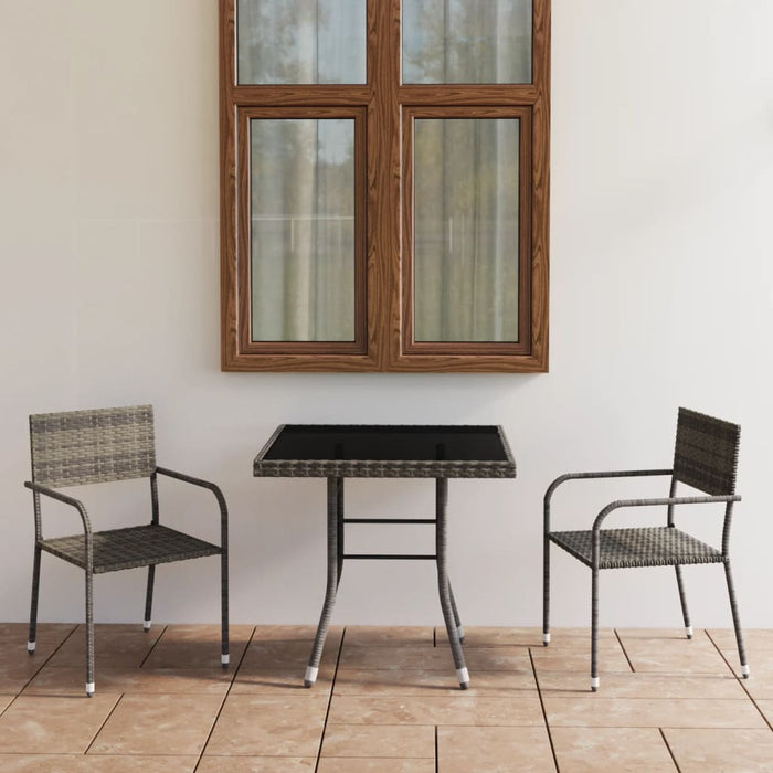 Set mobilier de grădină, gri, 3 piese, antracit, poli ratan - WALTI WALTI
