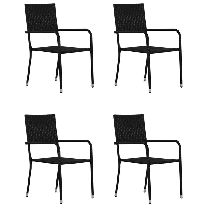 Set mobilier pentru grădină, 5 piese, negru, poliratan WALTI