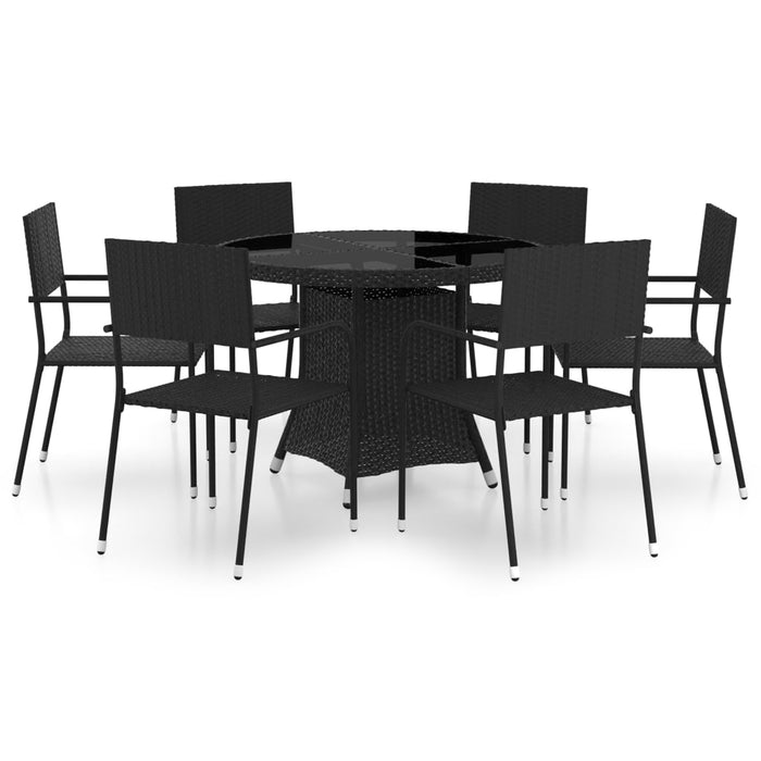 Set mobilier de grădină, 7 piese, negru, poli ratan WALTI