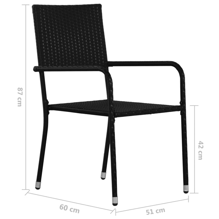 Set mobilier de grădină, 7 piese, negru, poli ratan WALTI