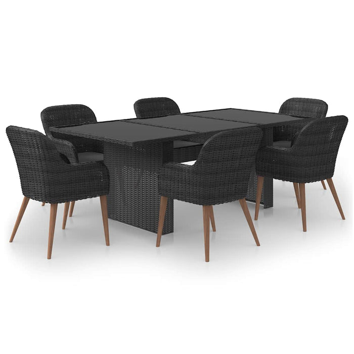 Set mobilier de grădină, 7 piese, negru, poliratan WALTI