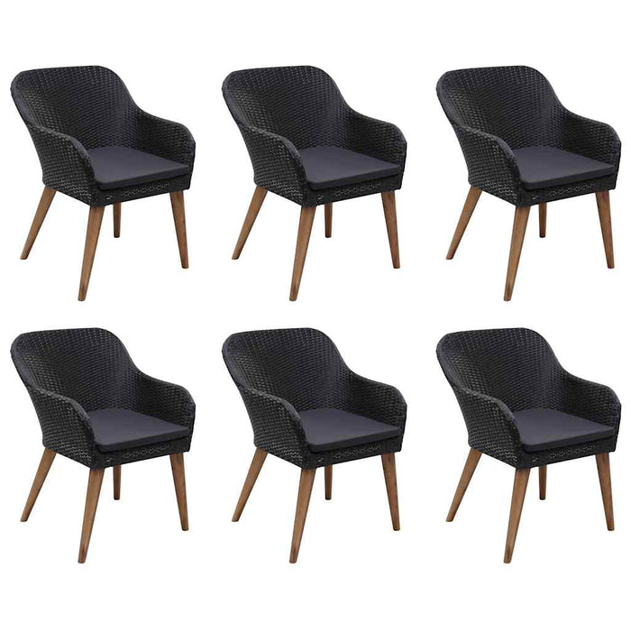 Set mobilier de grădină, 7 piese, negru, poliratan WALTI