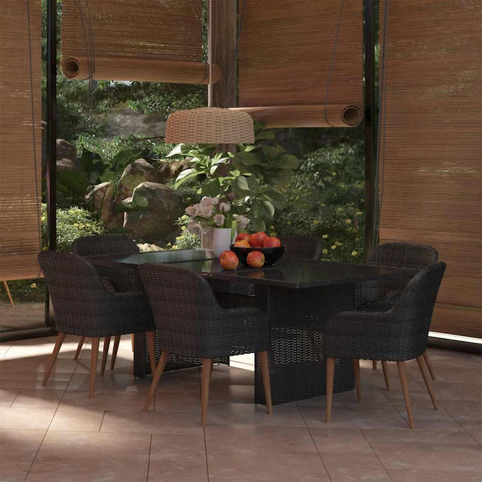 Set mobilier de grădină, 7 piese, negru, poliratan WALTI