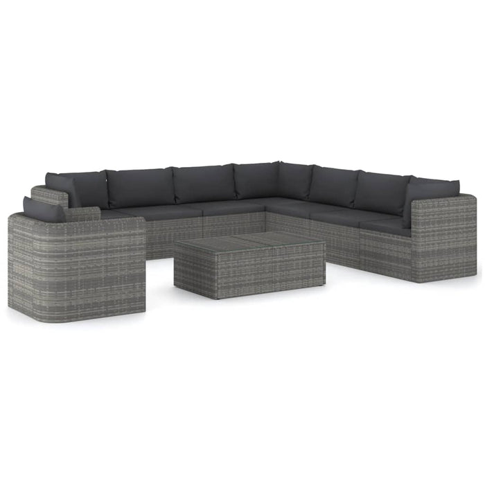Set mobilier de grădină cu perne, 9 piese, gri, poliratan WALTI