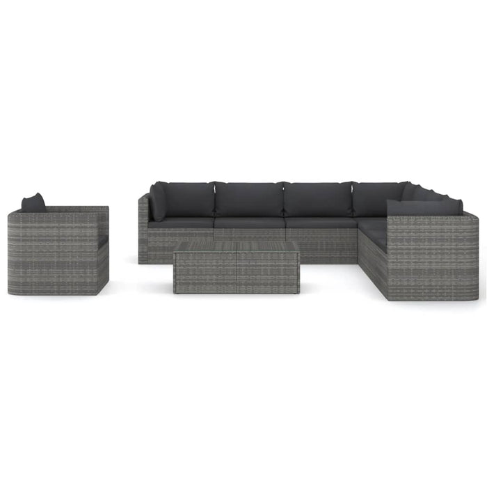 Set mobilier de grădină cu perne, 9 piese, gri, poliratan WALTI