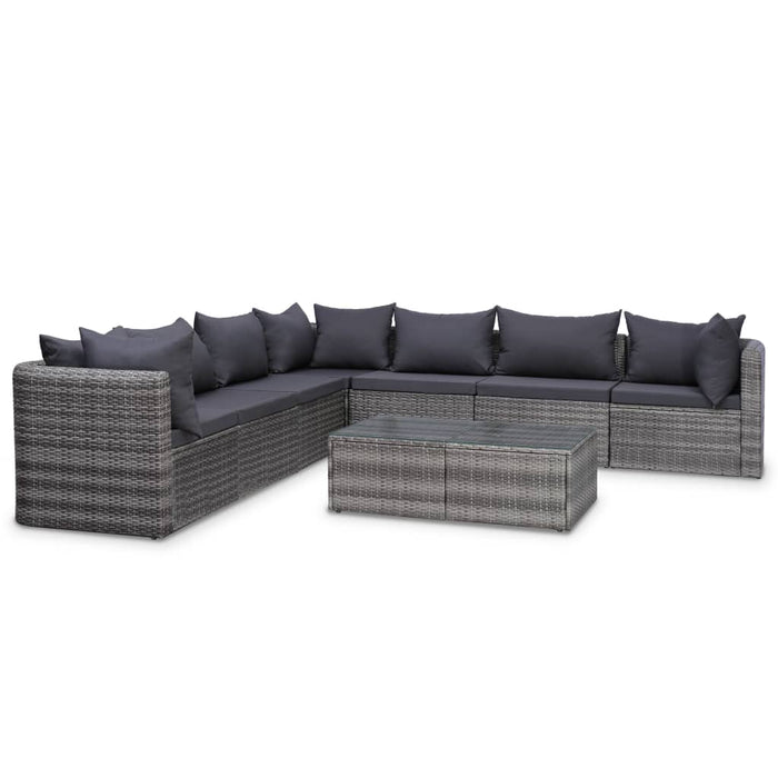 Set mobilier de grădină cu perne, 9 piese, gri, poliratan WALTI