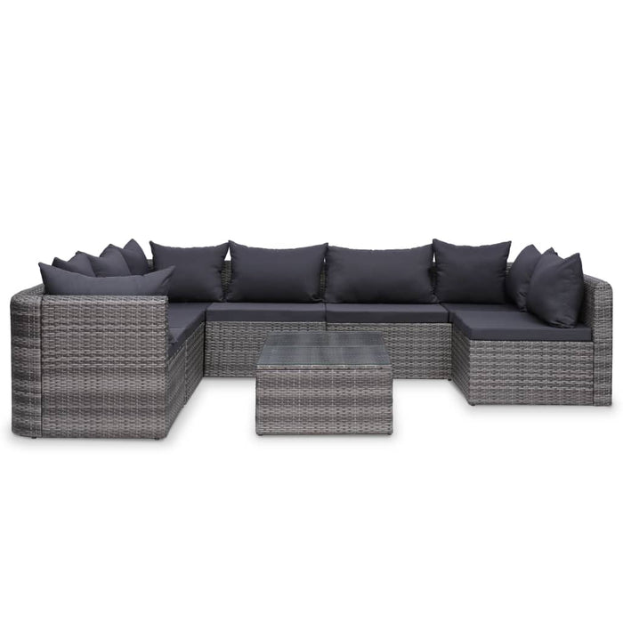 Set mobilier de grădină cu perne, 9 piese, gri, poliratan WALTI