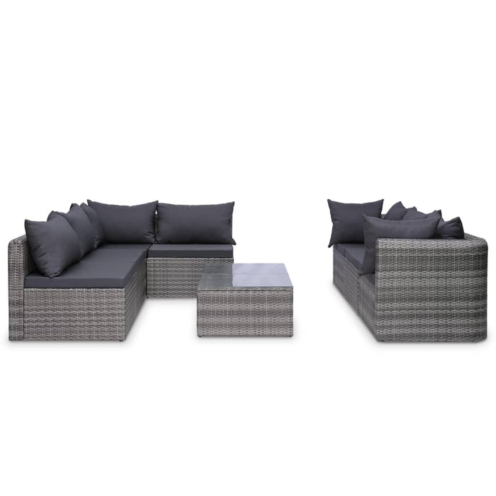 Set mobilier de grădină cu perne, 9 piese, gri, poliratan WALTI