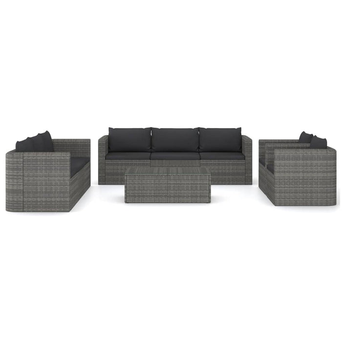 Set mobilier de grădină cu perne, 9 piese, gri, poliratan WALTI