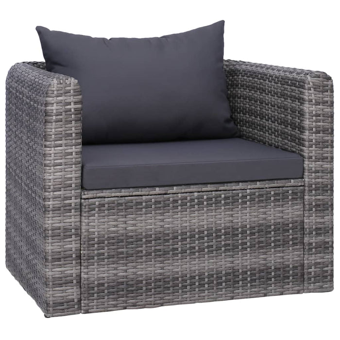 Set mobilier de grădină cu perne, 9 piese, gri, poliratan WALTI
