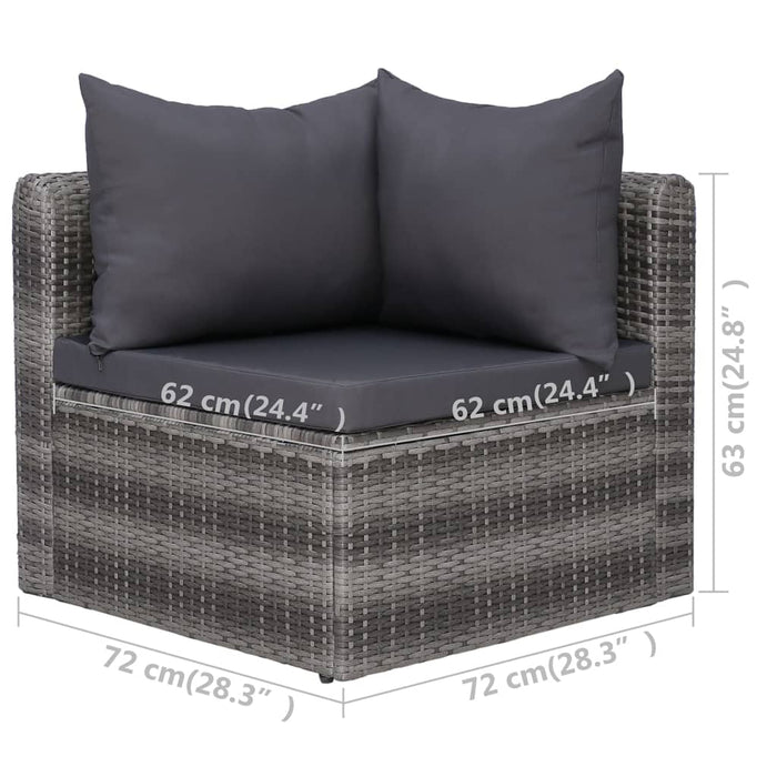 Set mobilier de grădină cu perne, 9 piese, gri, poliratan WALTI
