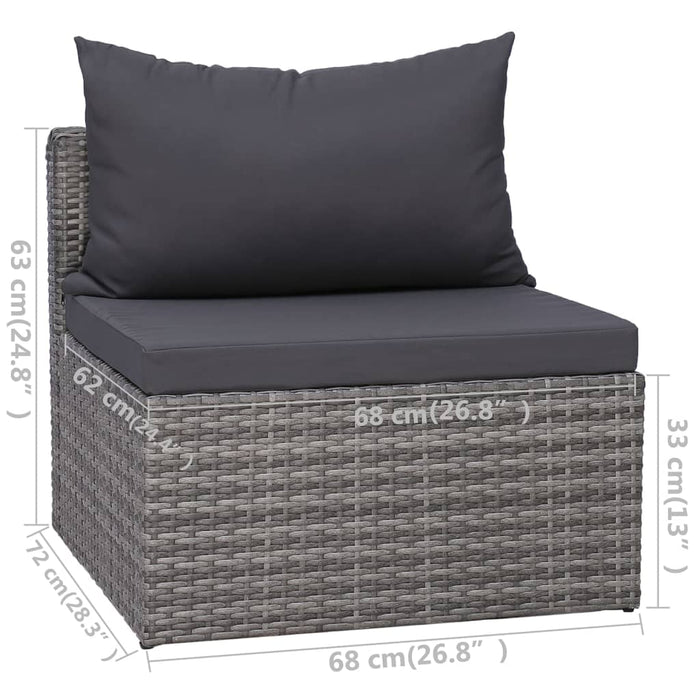 Set mobilier de grădină cu perne, 9 piese, gri, poliratan WALTI