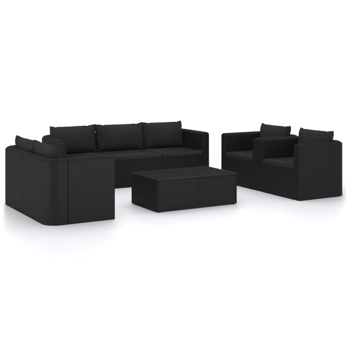 Set mobilier de grădină cu perne, 9 piese, negru, poliratan - WALTI WALTI