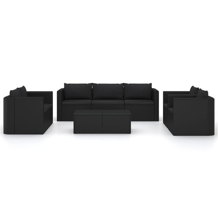 Set mobilier de grădină cu perne, 9 piese, negru, poliratan - WALTI WALTI