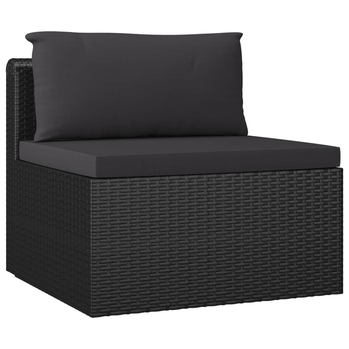 Set mobilier de grădină cu perne, 9 piese, negru, poliratan - WALTI WALTI