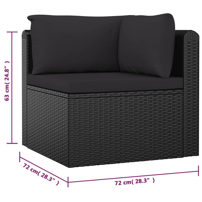 Set mobilier de grădină cu perne, 9 piese, negru, poliratan - WALTI WALTI