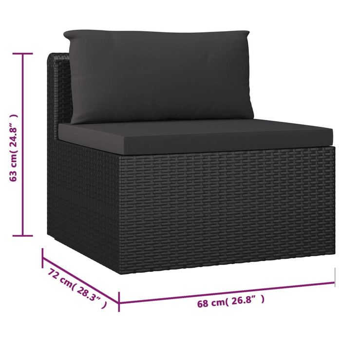 Set mobilier de grădină cu perne, 9 piese, negru, poliratan - WALTI WALTI