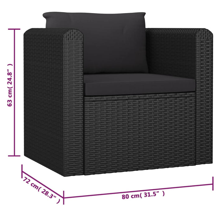 Set mobilier de grădină cu perne, 9 piese, negru, poliratan - WALTI WALTI