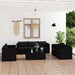 Set mobilier de grădină cu perne, 9 piese, negru, poliratan - WALTI WALTI