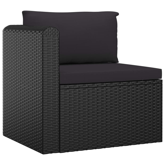 Set mobilier de grădină cu perne, 7 piese, negru, poliratan WALTI