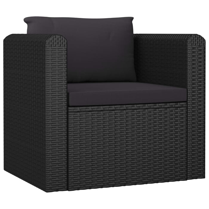 Set mobilier de grădină cu perne, 7 piese, negru, poliratan WALTI