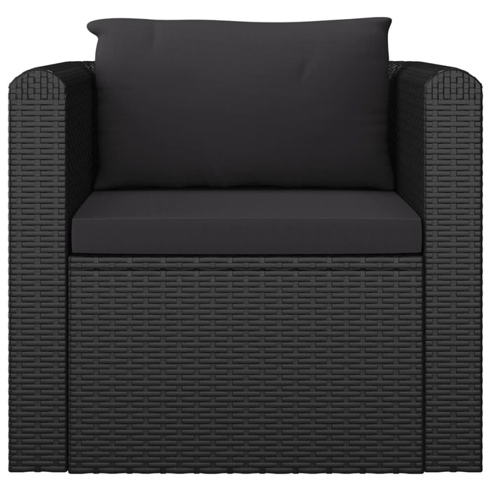 Set mobilier de grădină cu perne, 7 piese, negru, poliratan WALTI