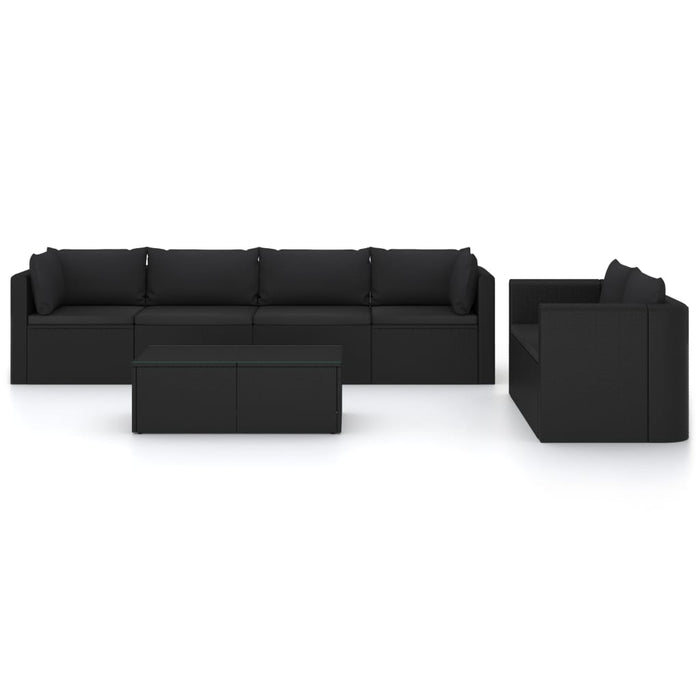 Set mobilier de grădină cu perne, 7 piese, negru, poliratan - WALTI WALTI