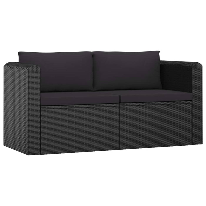 Set mobilier de grădină cu perne, 7 piese, negru, poliratan - WALTI WALTI