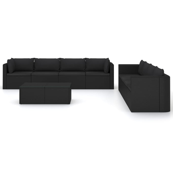 Set mobilier de grădină cu perne, 9 piese, negru, poliratan - WALTI WALTI
