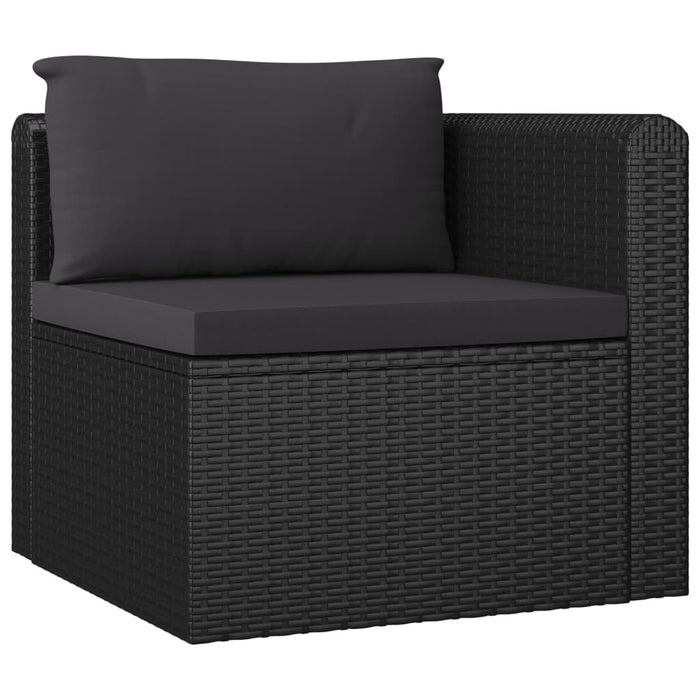 Set mobilier de grădină cu perne, 9 piese, negru, poliratan - WALTI WALTI