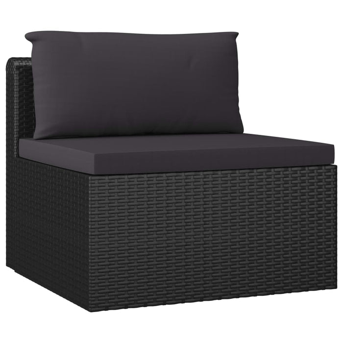 Set mobilier de grădină cu perne, 9 piese, negru, poliratan - WALTI WALTI