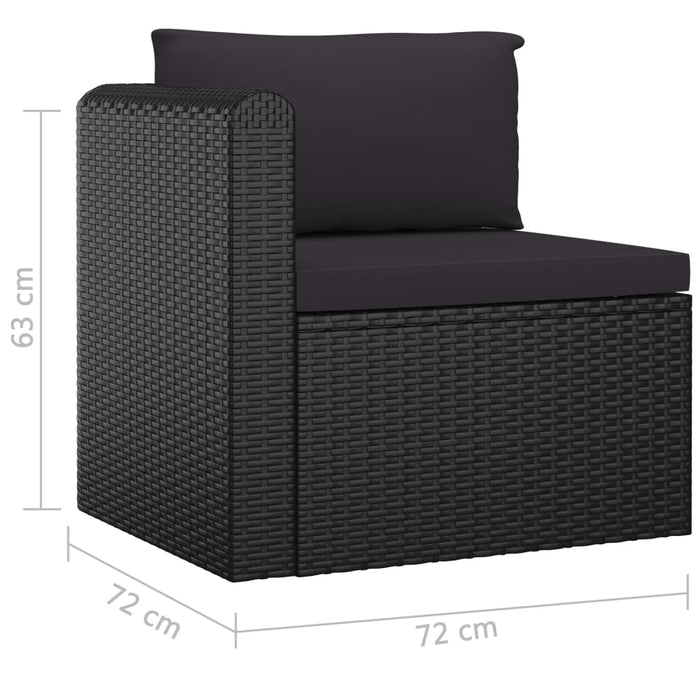 Set mobilier de grădină cu perne, 9 piese, negru, poliratan - WALTI WALTI