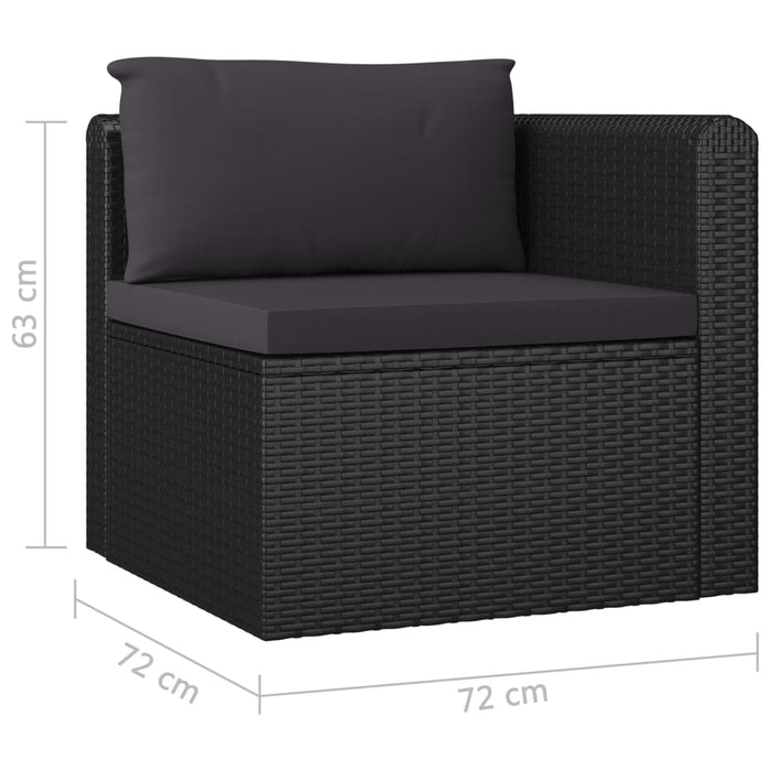 Set mobilier de grădină cu perne, 9 piese, negru, poliratan - WALTI WALTI