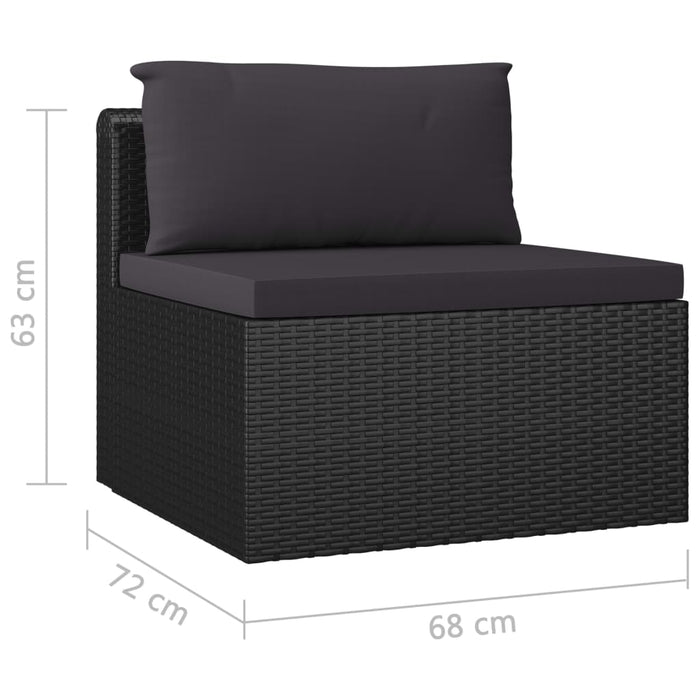Set mobilier de grădină cu perne, 9 piese, negru, poliratan - WALTI WALTI