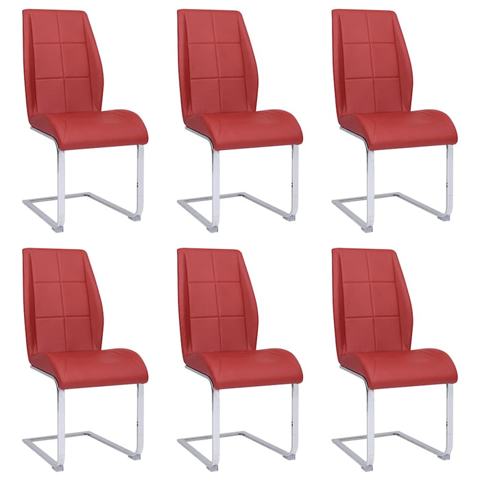 Scaune de bucătărie consolă, 6 buc., roșu, piele ecologică WALTI