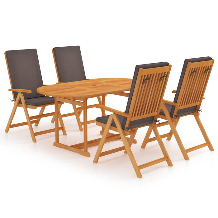 Set mobilier de grădină cu perne gri, 5 piese, lemn masiv tec - WALTI WALTI