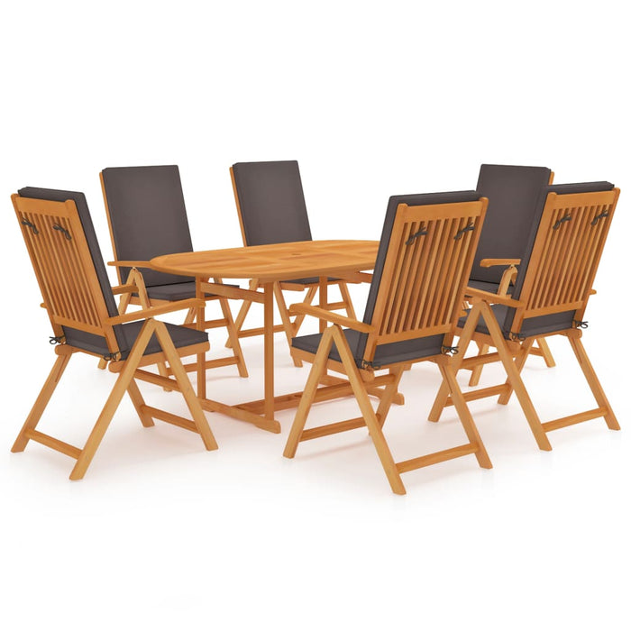 Set mobilier de grădină cu perne gri, 7 piese, lemn masiv tec WALTI