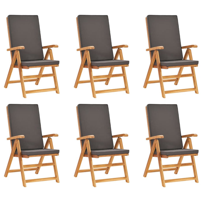 Set mobilier de grădină cu perne gri, 7 piese, lemn masiv tec WALTI