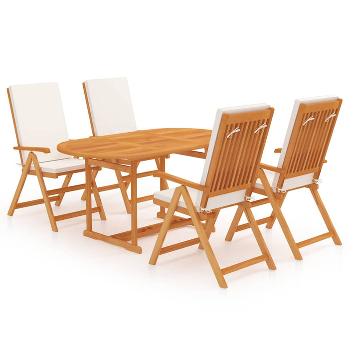 Set mobilier de grădină cu perne, 5 piese, lemn masiv de tec WALTI
