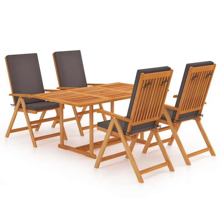 Set mobilier de grădină cu perne gri, 5 piese, lemn masiv tec WALTI
