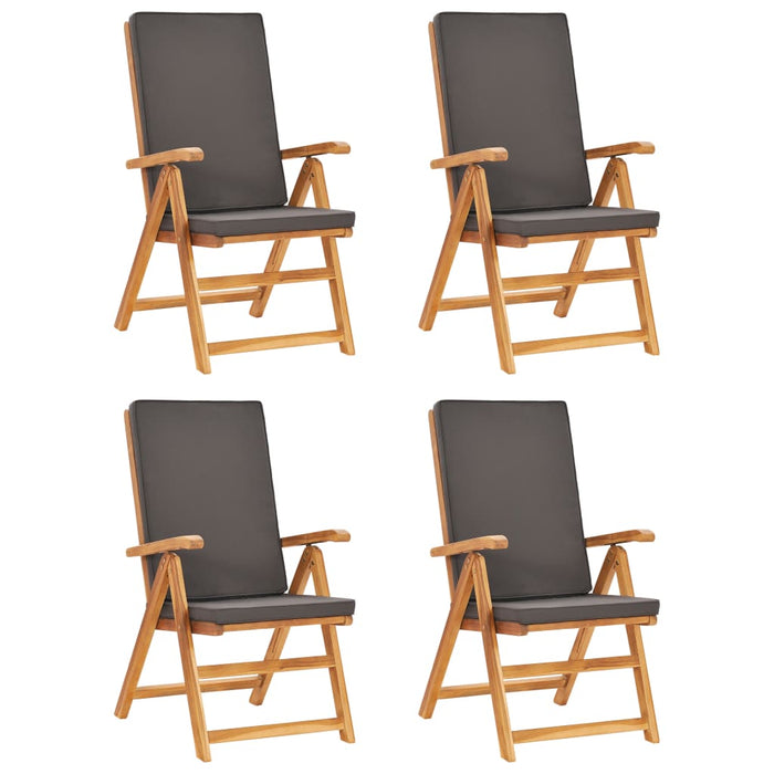 Set mobilier de grădină cu perne gri, 5 piese, lemn masiv tec WALTI
