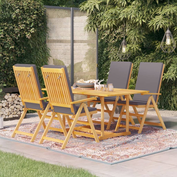 Set mobilier de grădină cu perne gri, 5 piese, lemn masiv tec WALTI