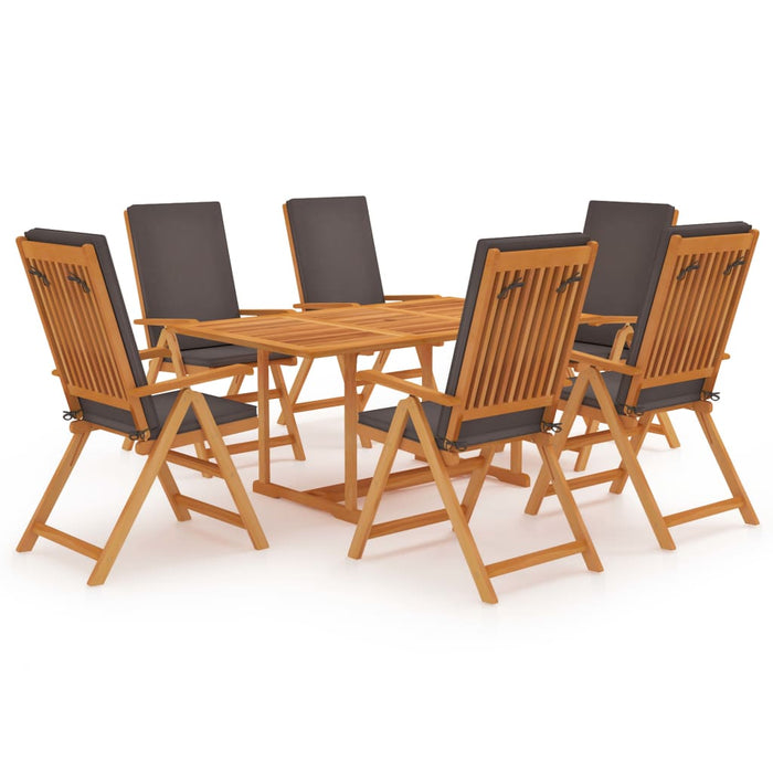 Set mobilier de grădină cu perne gri, 7 piese, lemn masiv tec WALTI