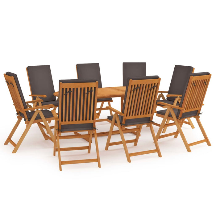 Set mobilier de grădină cu perne gri, 9 piese, lemn masiv tec - WALTI WALTI